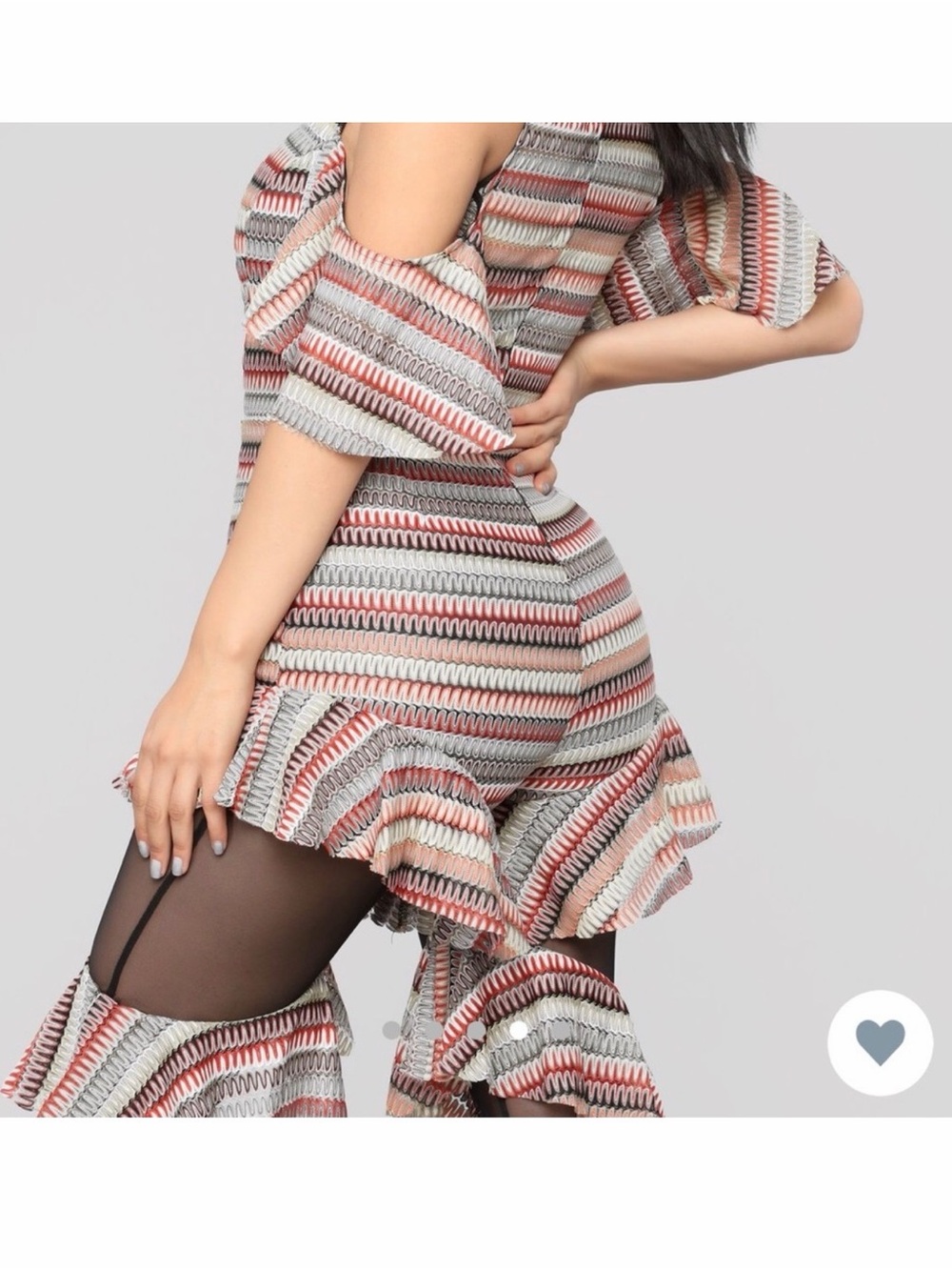Striped Ruffle Cutout Jumpsuit - Multicolor - Picture 4 of 8